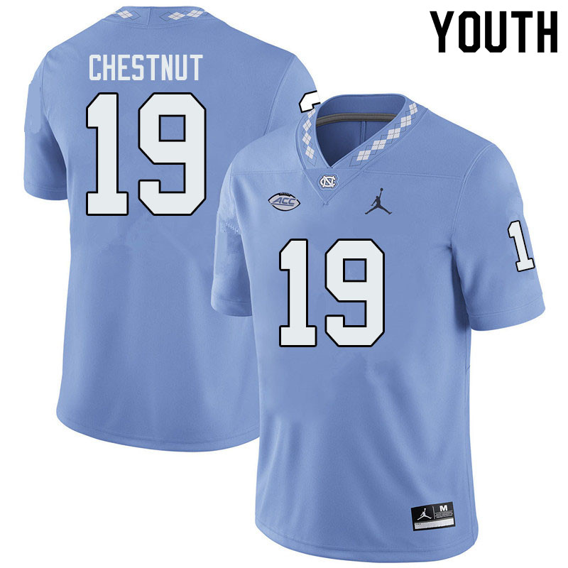 Jordan Brand Youth #19 Austyn Chestnut North Carolina Tar Heels College Football Jerseys Sale-Blue